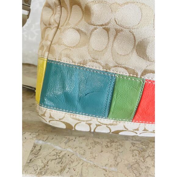 Vtg coach Large diaper bag canvas multicolored mosaic tote shoulder bag - Picture 9 of 10